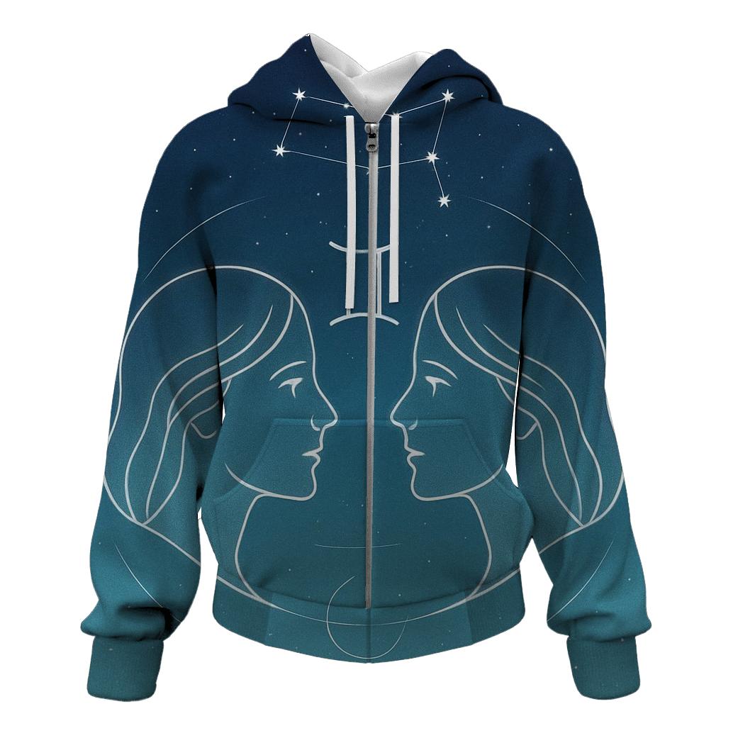 Gemini Mercury Mirror Constellation Portrait custom hoodies