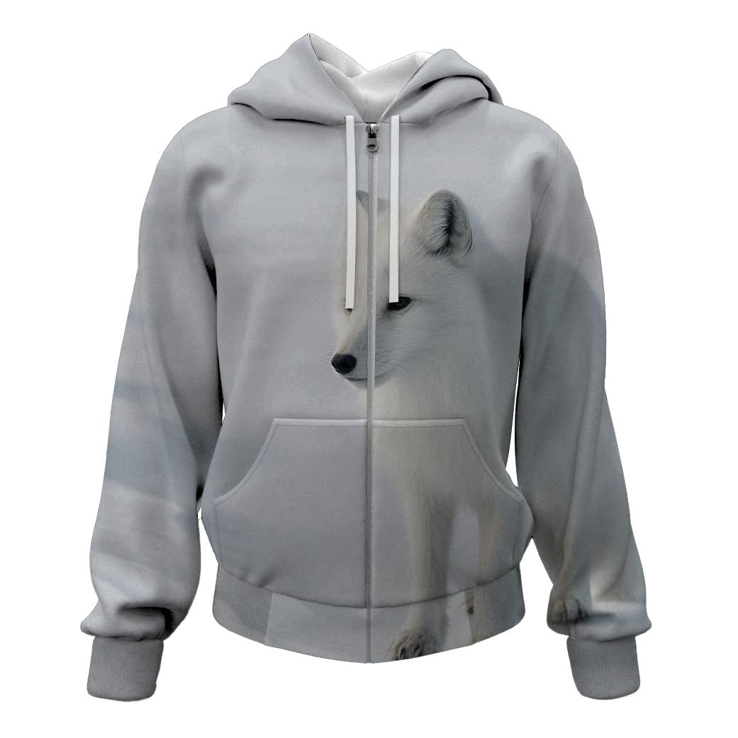 Tundra Stillness Arctic Fox Listening custom hoodies