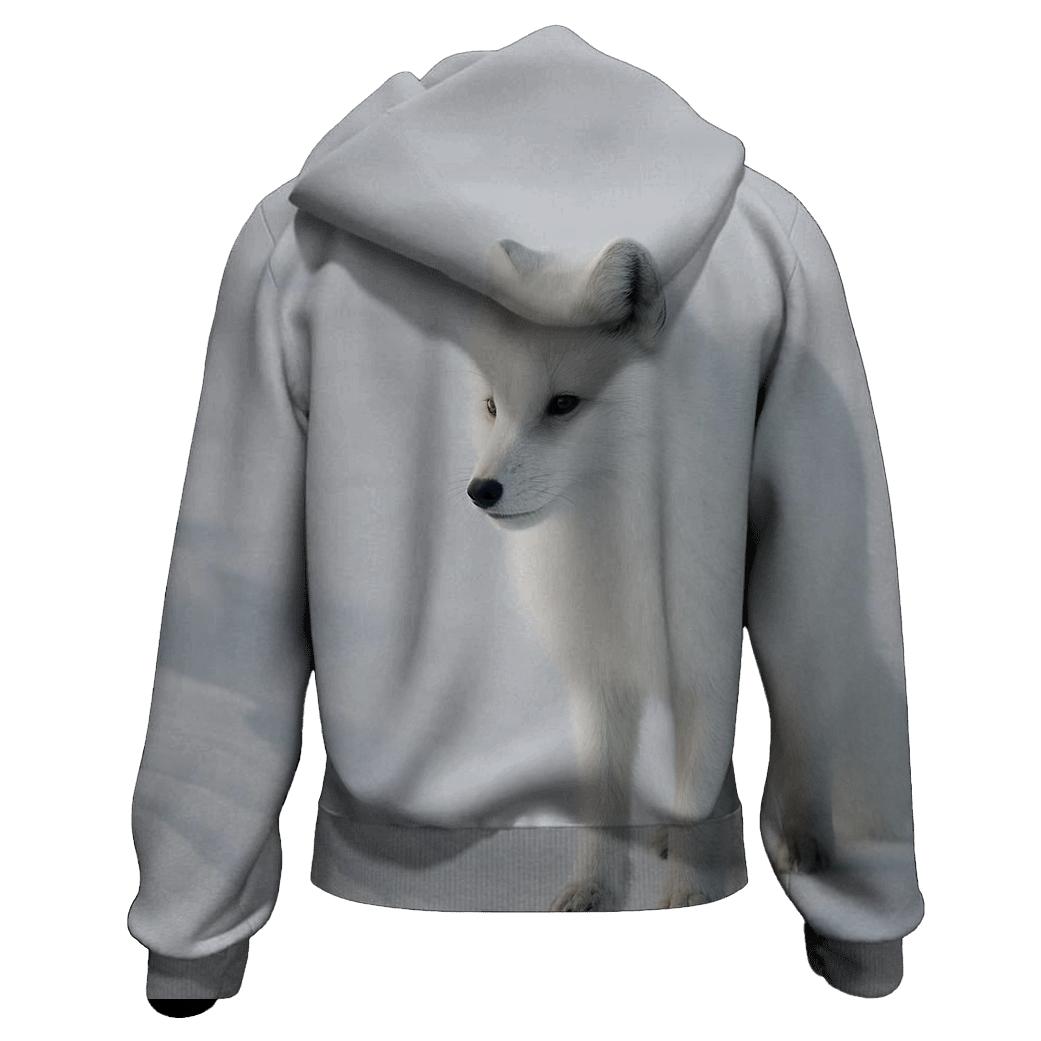 Tundra Stillness Arctic Fox Listening custom hoodies