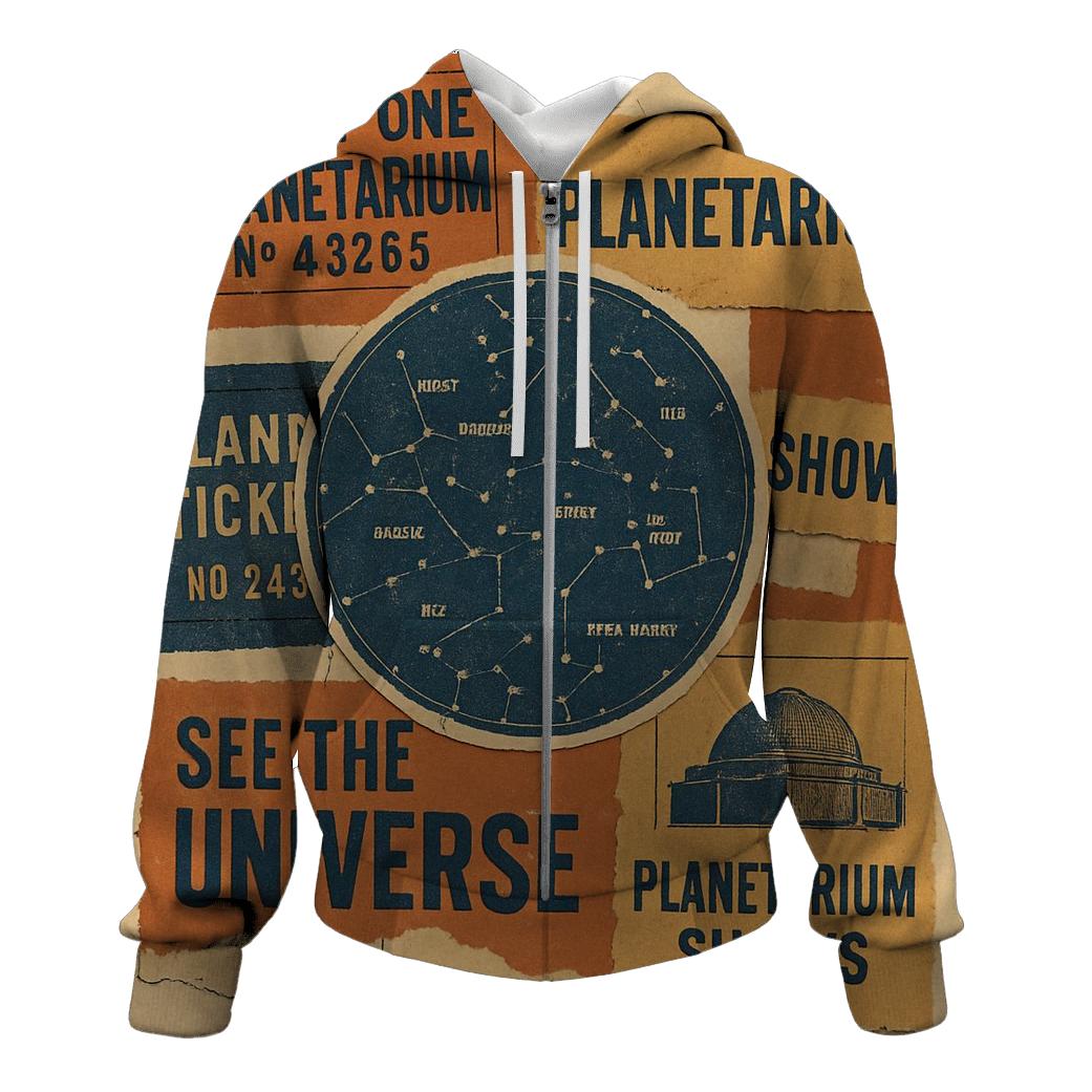 Retro Planetarium Ticket Stub Collage custom hoodies