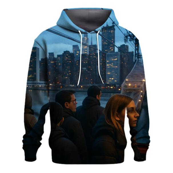 Roosevelt Island Tramway Blue Hour Crossing printed hoodies