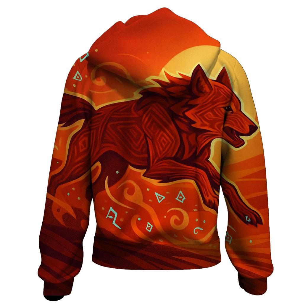 Sunset Dune Runic Wolf zip-up hoodies