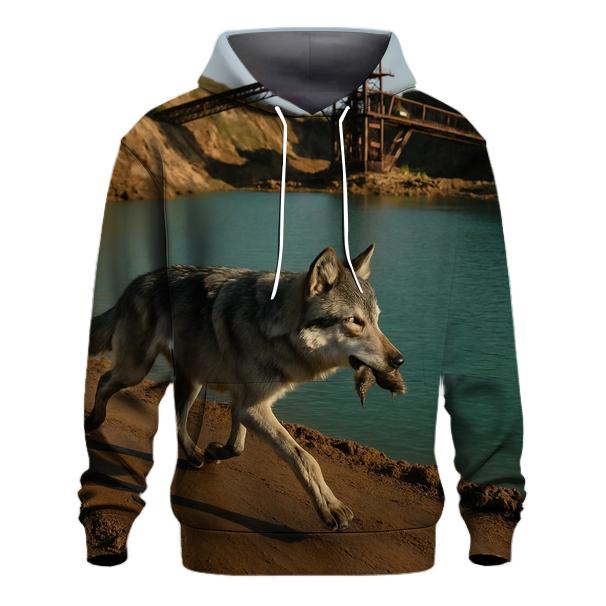 Grey Wolf In A Rewilded Open Pit Mine Basin graphic hoodies
