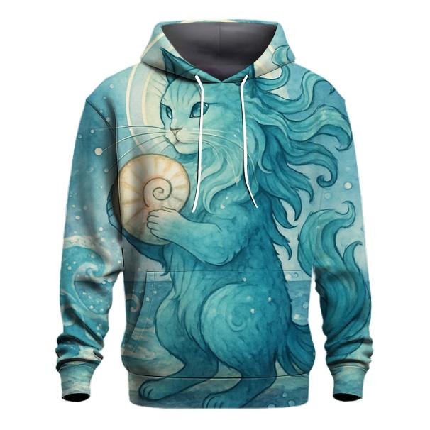 Moonlit Tideshell Guardian Cat lightweight hoodies