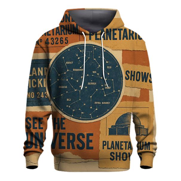 Retro Planetarium Ticket Stub Collage graphic hoodies