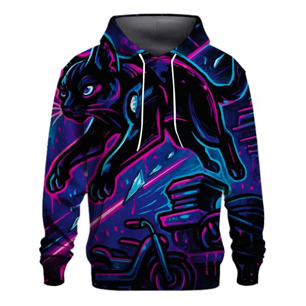 Neon Circuit Alley Parkour Cat pullover hoodies