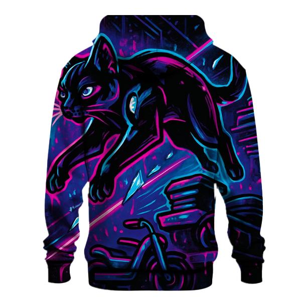 Neon Circuit Alley Parkour Cat pullover hoodies