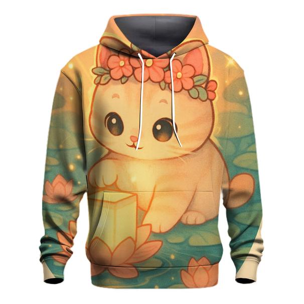 Sunrise Lantern Paws In The Lotus Pond zip-up hoodies