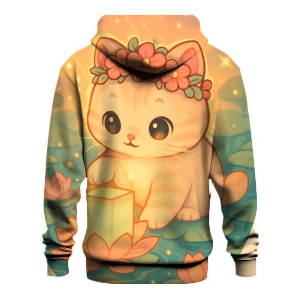 Sunrise Lantern Paws In The Lotus Pond zip-up hoodies
