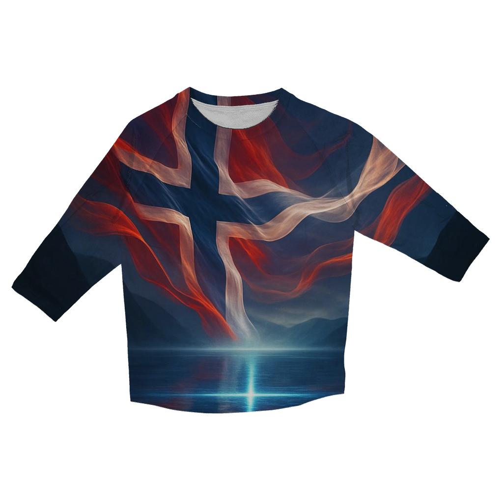 Aurora Fjord Flag Of Norway fashion 3/4 sleeve shirts