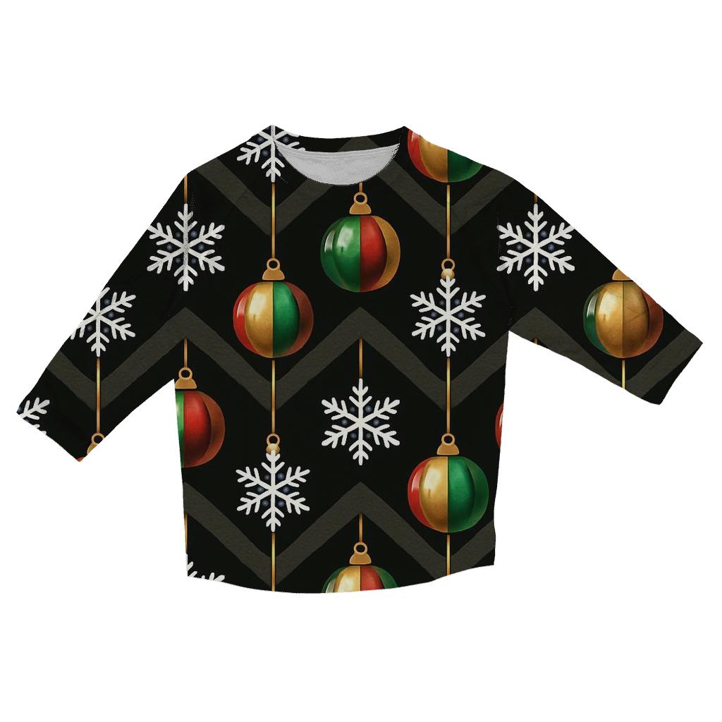 Midnight Snowflake Ornament Chevron On Black Background stylish quarter sleeve tops