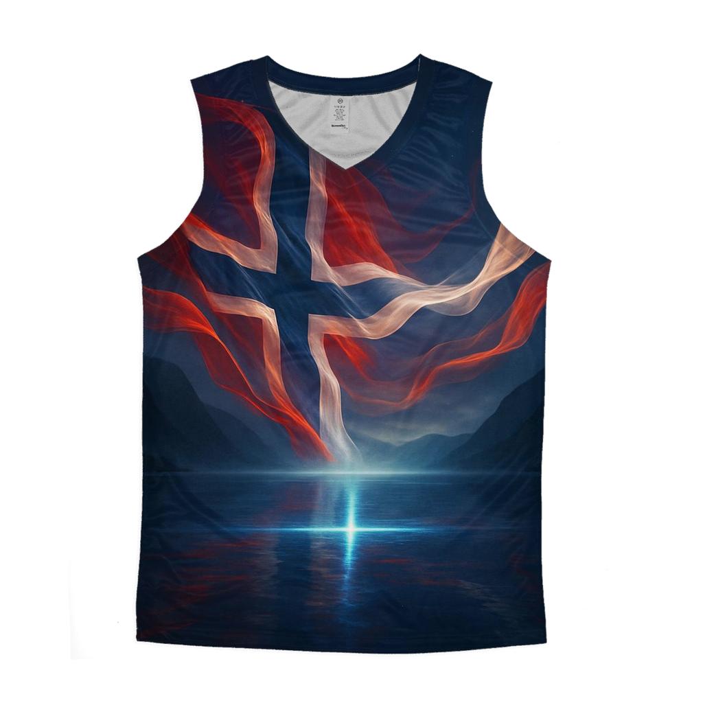 Aurora Fjord Flag Of Norway casual summer tank tops