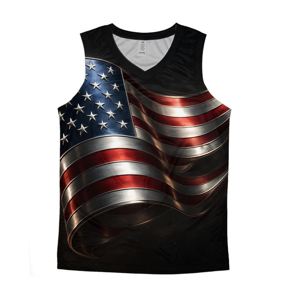 Midnight Chrome Banner Surge graphic print tank tops