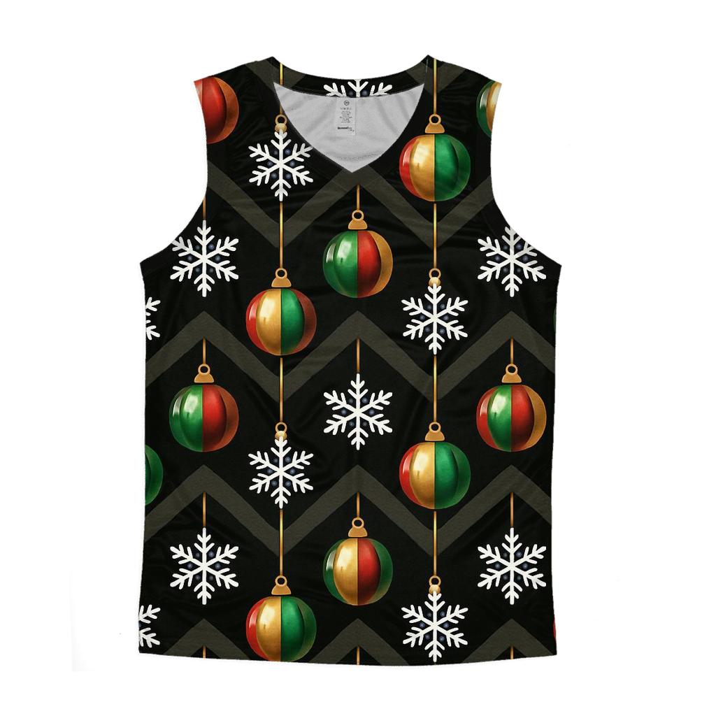 Midnight Snowflake Ornament Chevron On Black Background sports performance tank tops