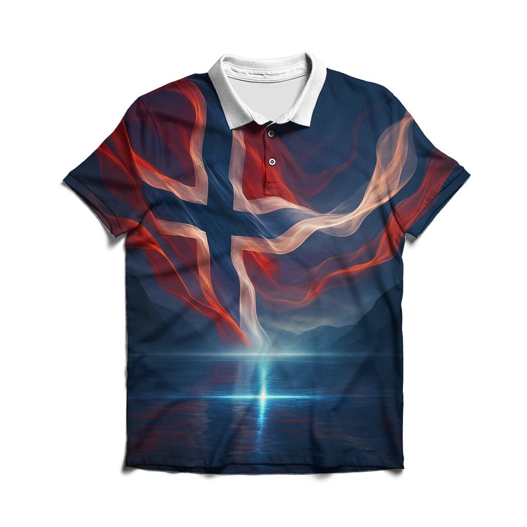 Aurora Fjord Flag Of Norway casual sports polo shirts