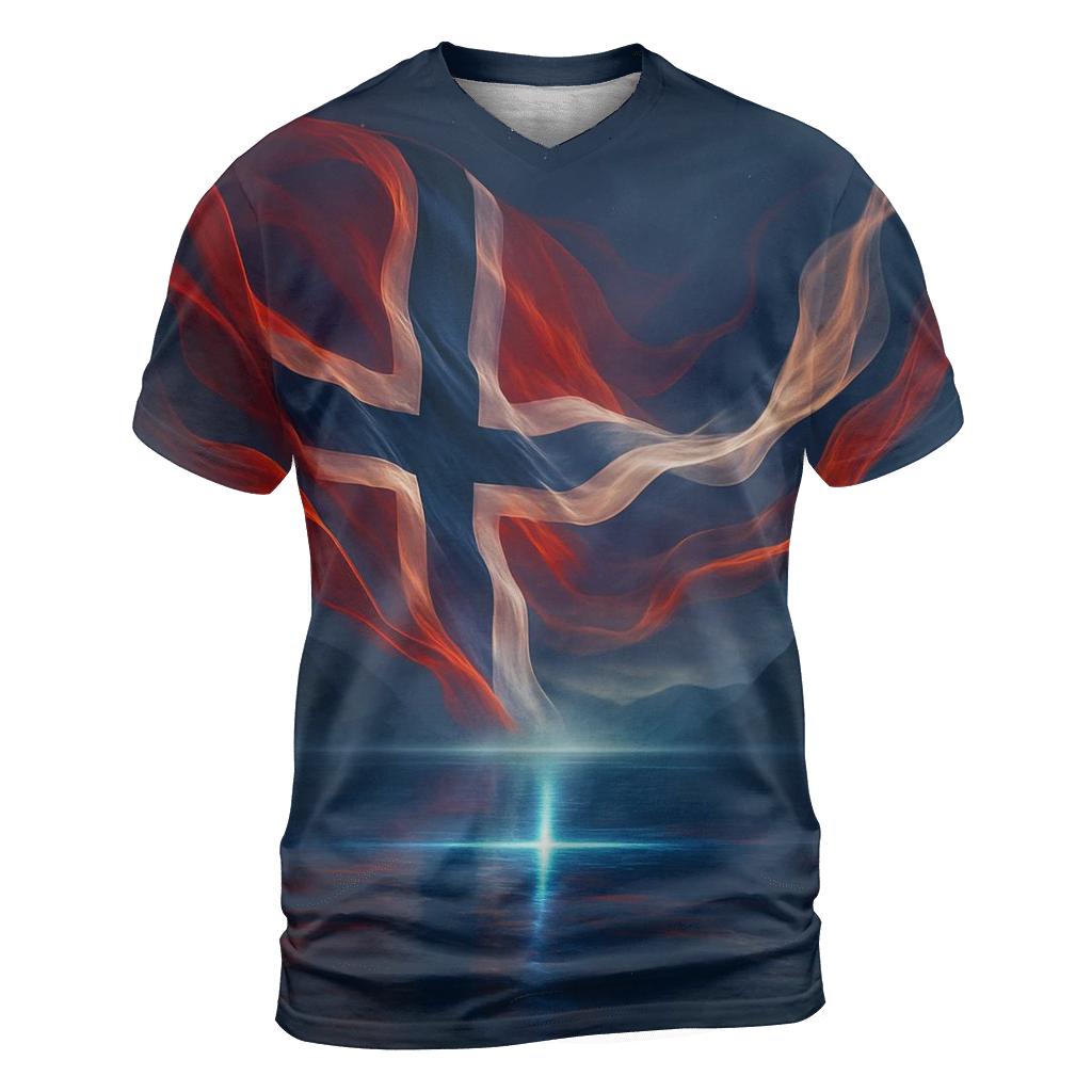 Aurora Fjord Flag Of Norway vibrant all-over design tees