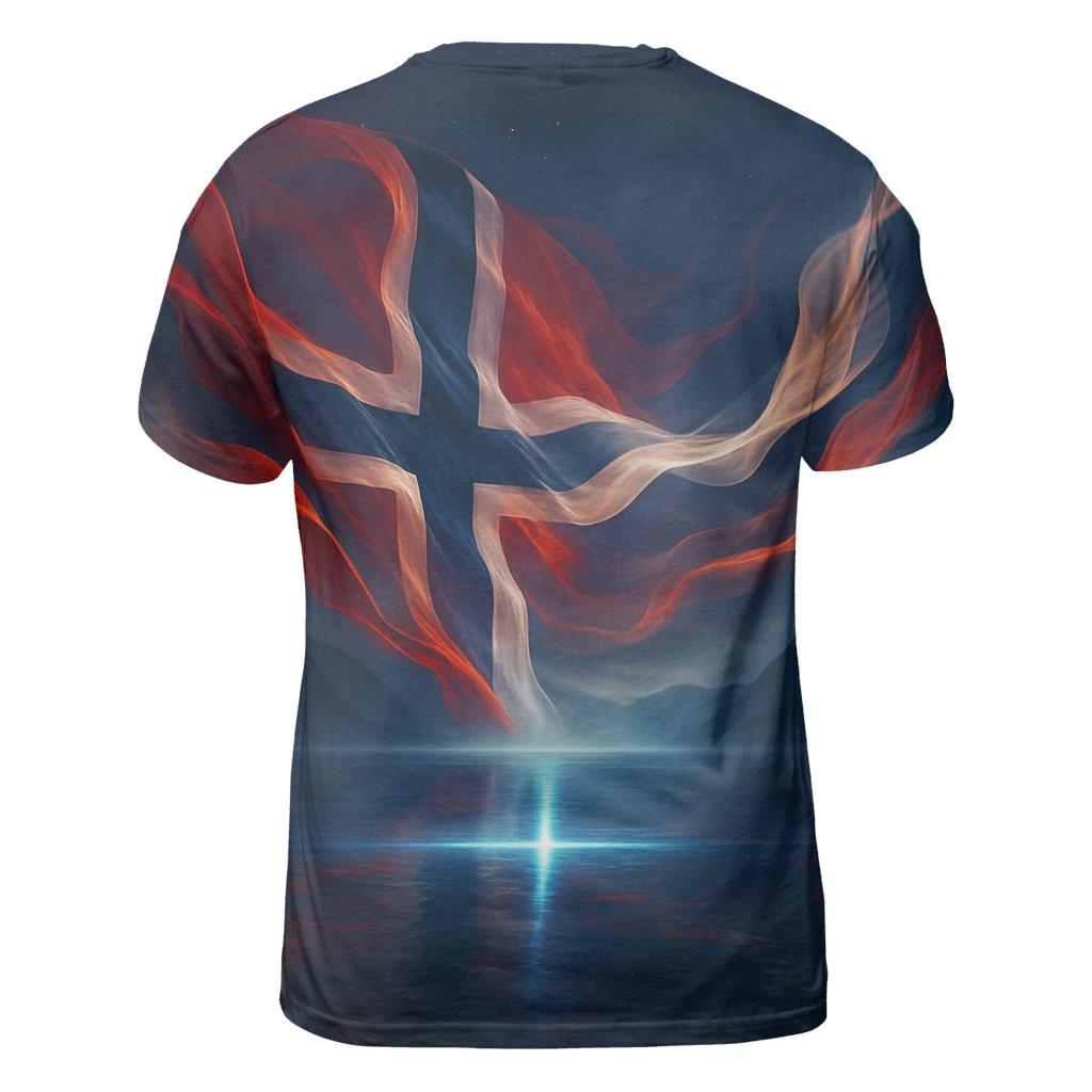 Aurora Fjord Flag Of Norway vibrant all-over design tees