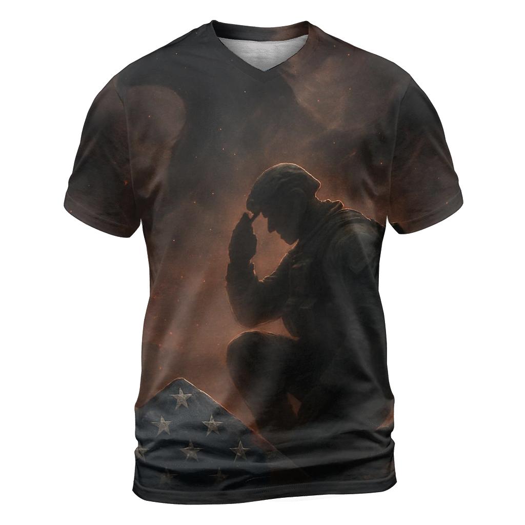Celestial Vigil Over The Stripes artistic all-over print tops