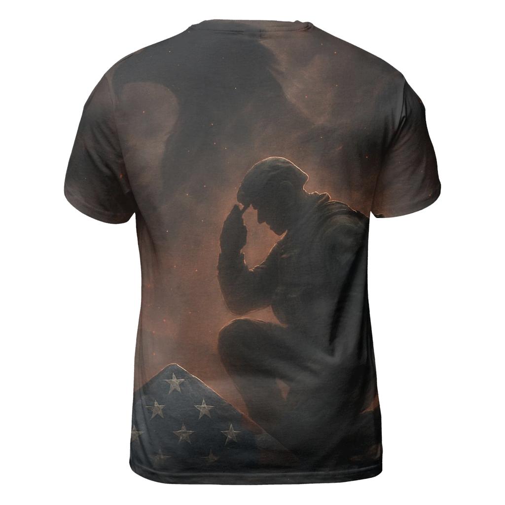 Celestial Vigil Over The Stripes artistic all-over print tops