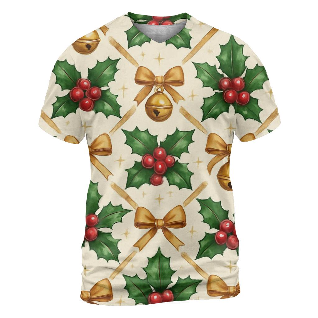 Crimson Holly Lattice On Ivory Background vibrant all-over design tees