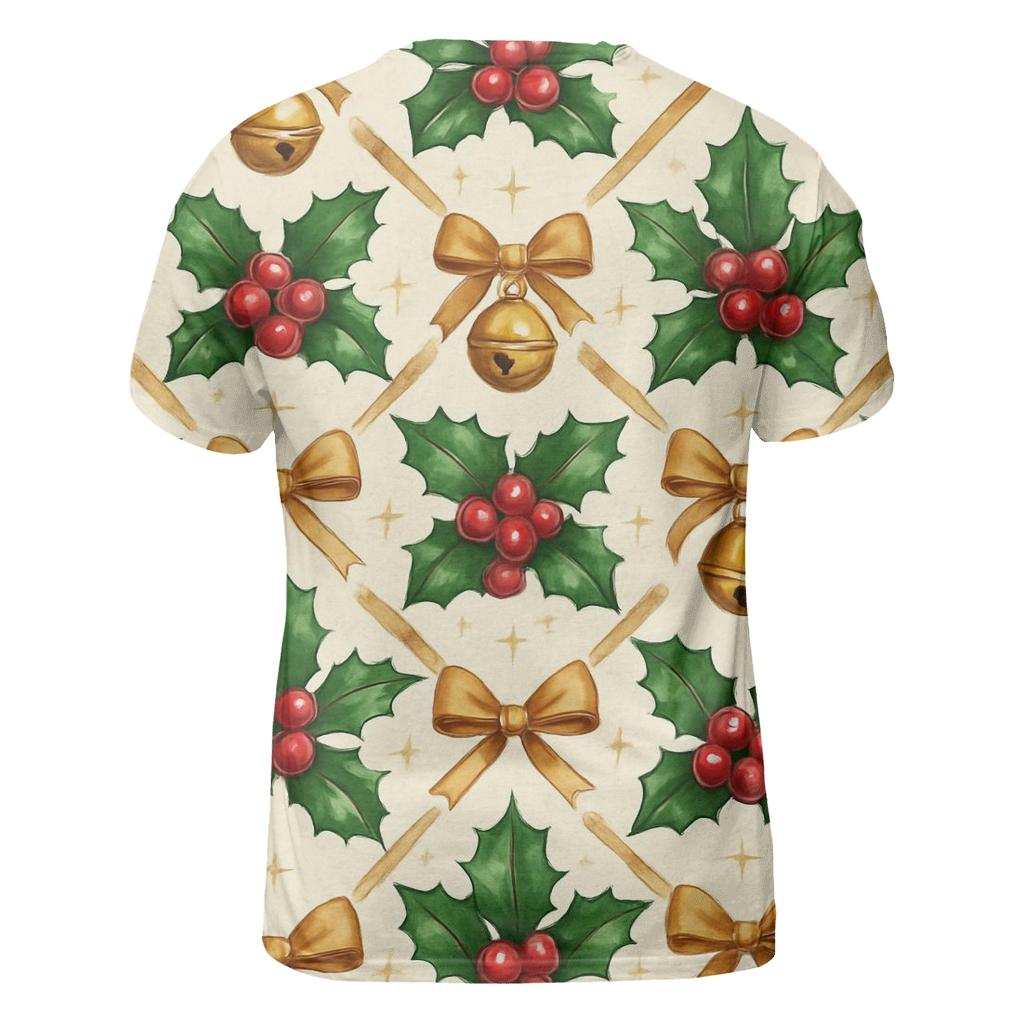 Crimson Holly Lattice On Ivory Background vibrant all-over design tees