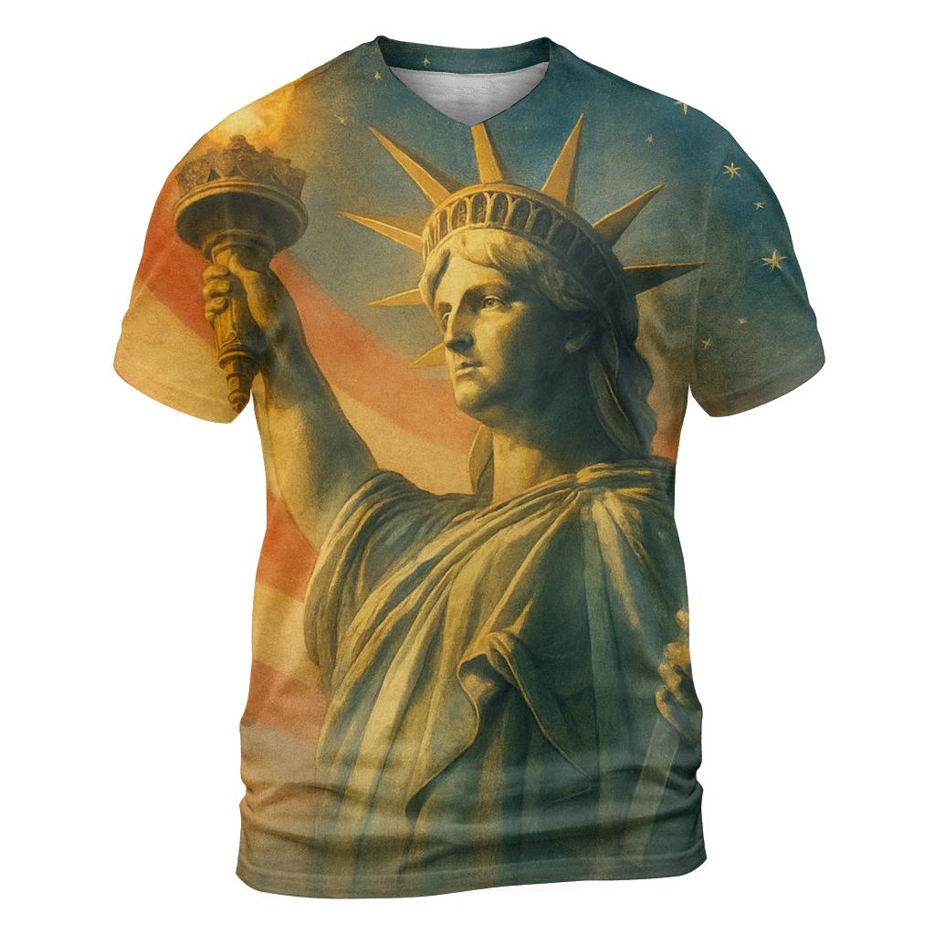 Harbor Dawn Liberty Radiance artistic all-over print tops