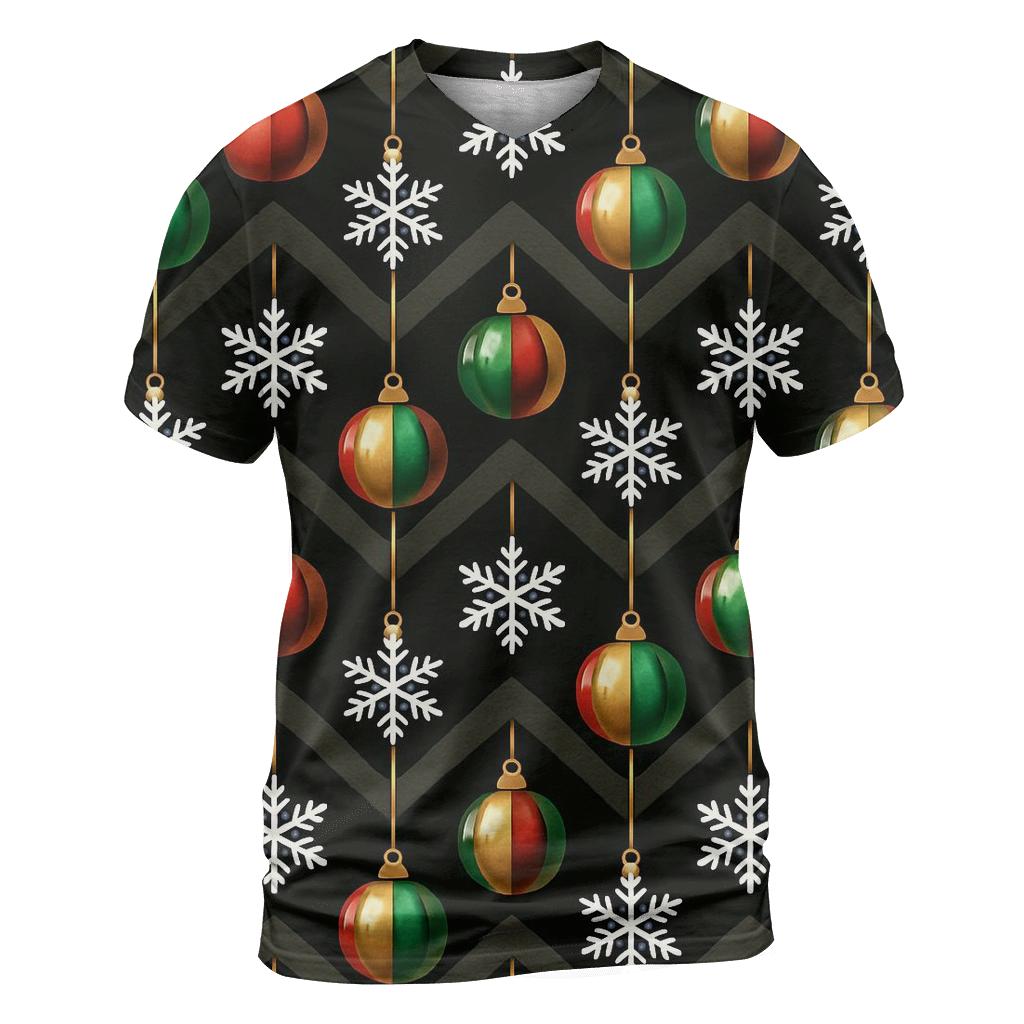 Midnight Snowflake Ornament Chevron On Black Background designer pattern shirts