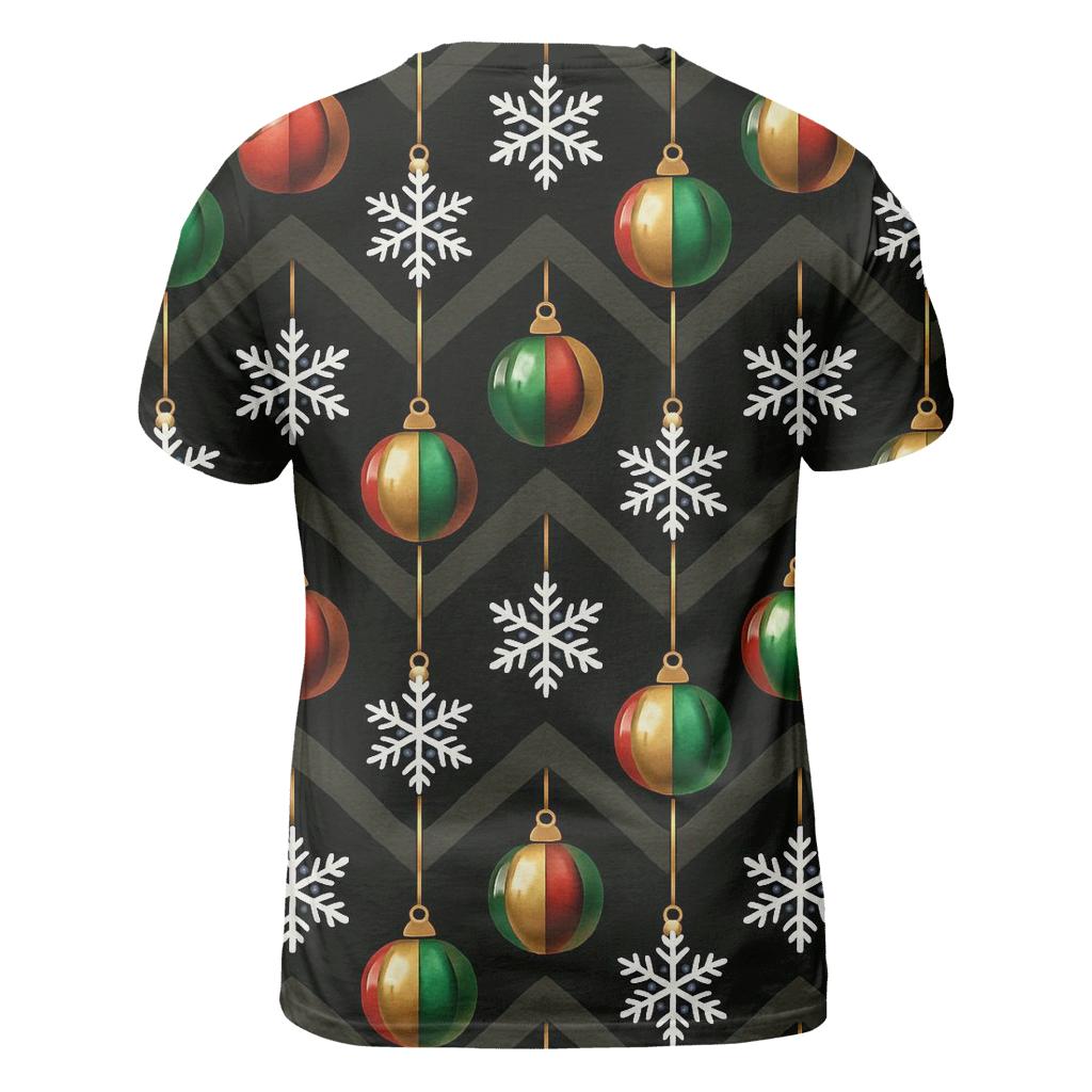 Midnight Snowflake Ornament Chevron On Black Background designer pattern shirts