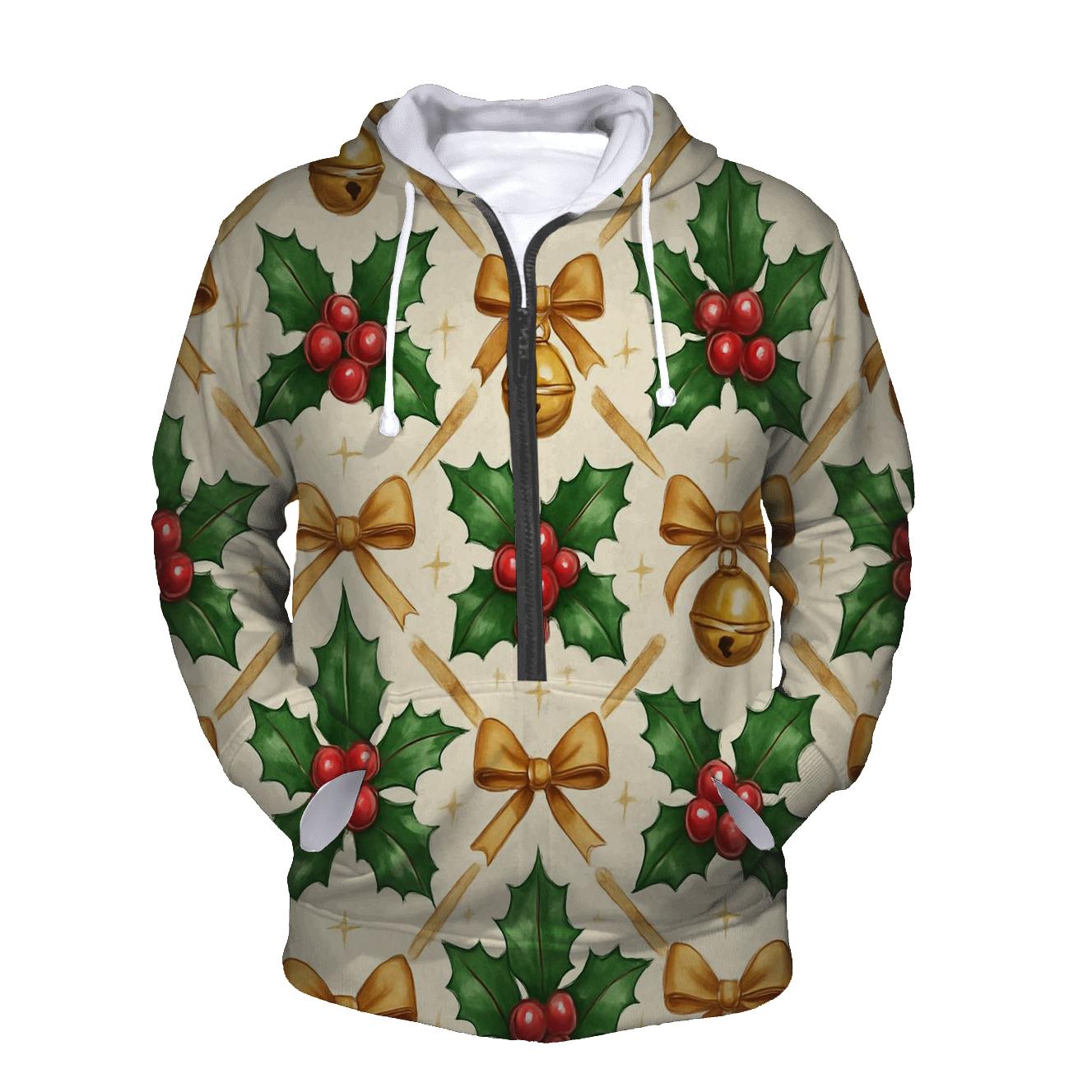 Crimson Holly Lattice On Ivory Background printed hoodies