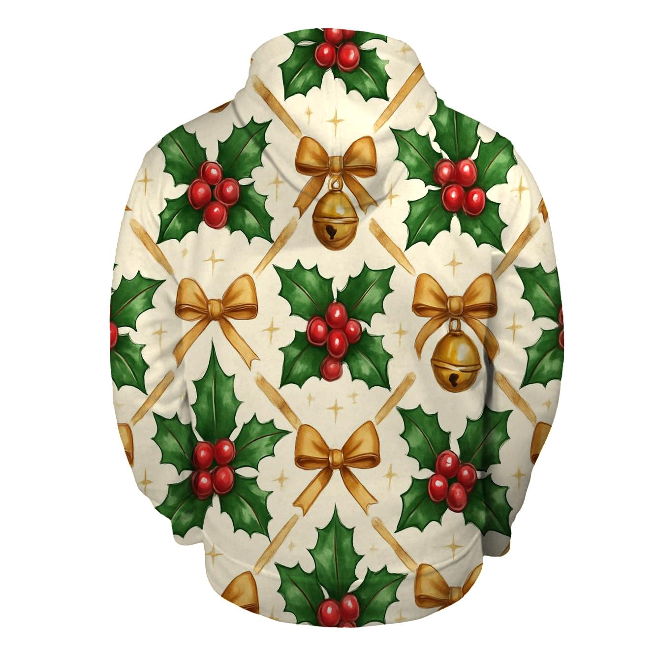 Crimson Holly Lattice On Ivory Background printed hoodies