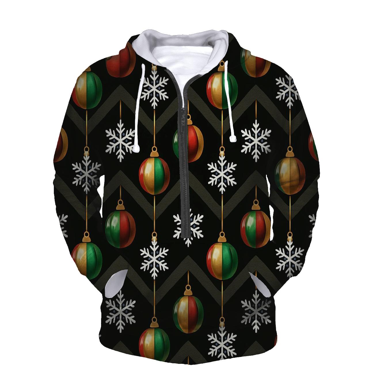 Midnight Snowflake Ornament Chevron On Black Background custom hoodies