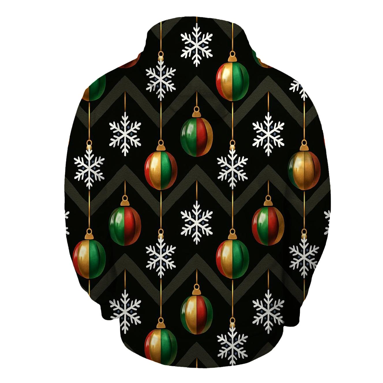 Midnight Snowflake Ornament Chevron On Black Background custom hoodies