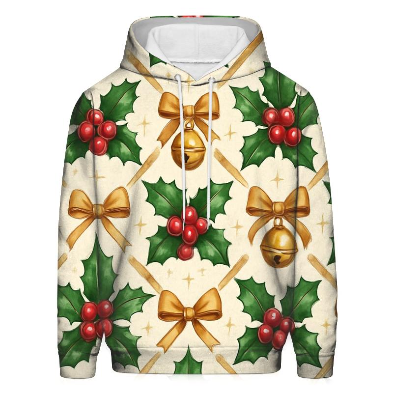 Crimson Holly Lattice On Ivory Background hoodie styles