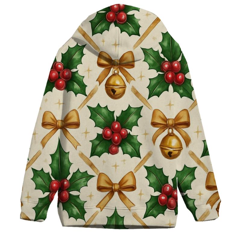 Crimson Holly Lattice On Ivory Background hoodie styles