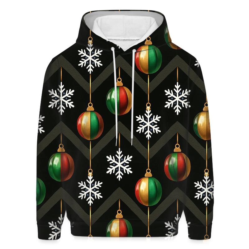 Midnight Snowflake Ornament Chevron On Black Background zip-up hoodies