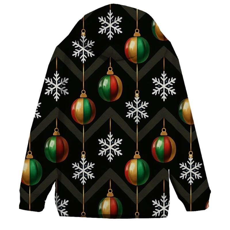 Midnight Snowflake Ornament Chevron On Black Background zip-up hoodies