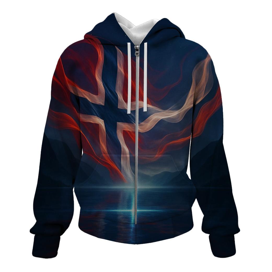 Aurora Fjord Flag Of Norway graphic hoodies