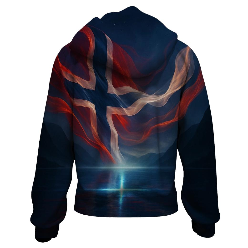 Aurora Fjord Flag Of Norway graphic hoodies