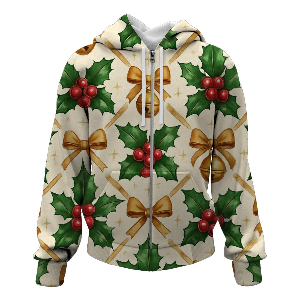 Crimson Holly Lattice On Ivory Background pullover hoodies