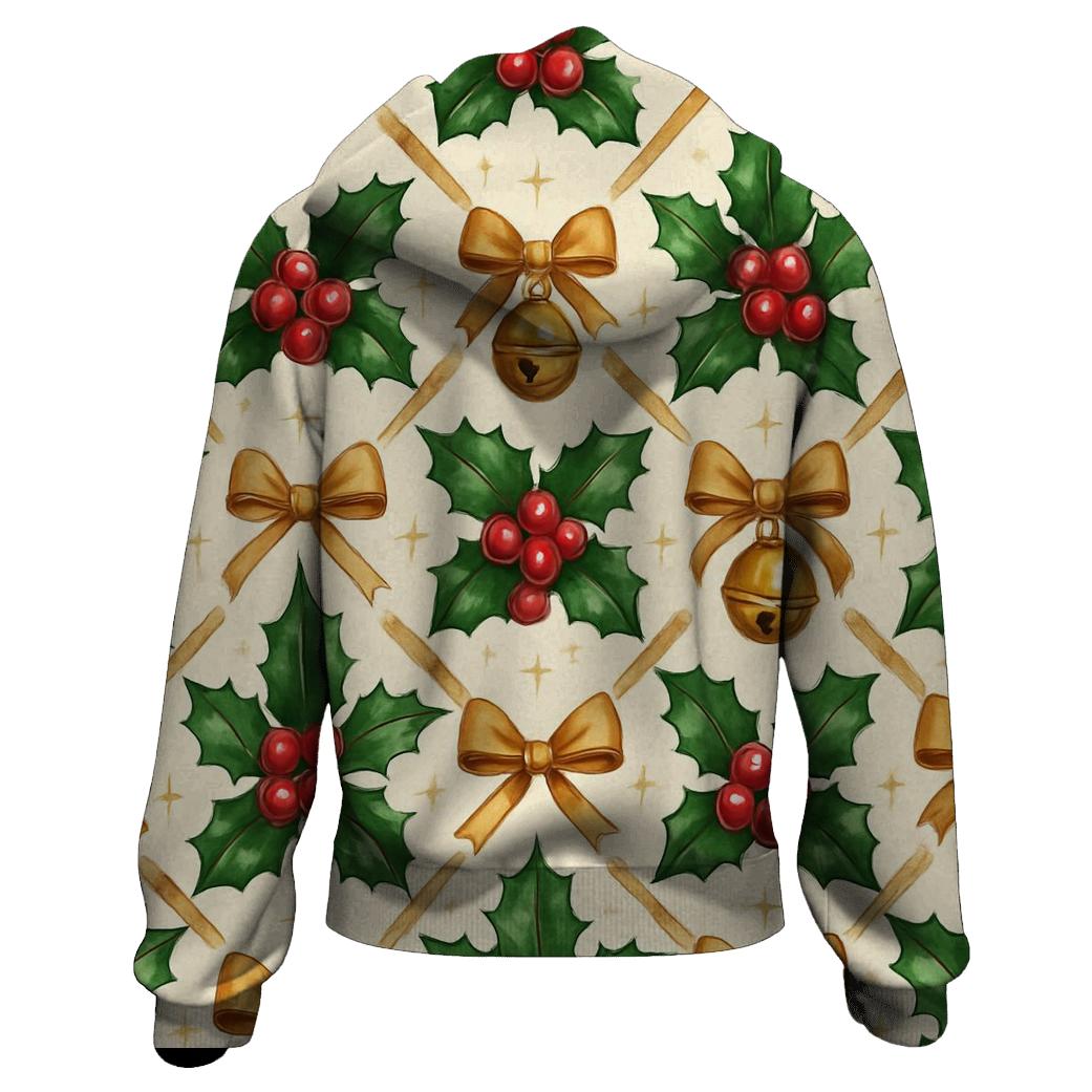 Crimson Holly Lattice On Ivory Background pullover hoodies