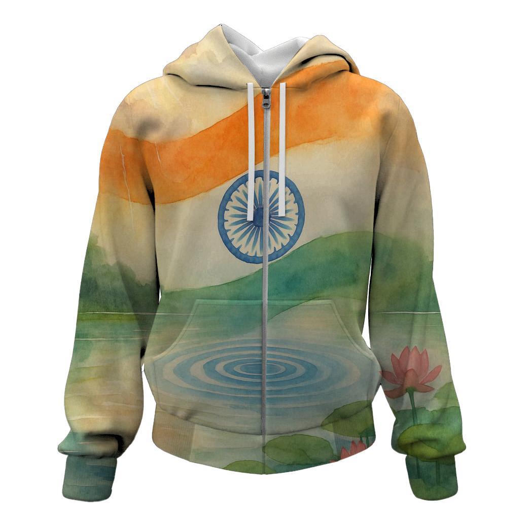 Lotus Monsoon Flag Of India zip-up hoodies