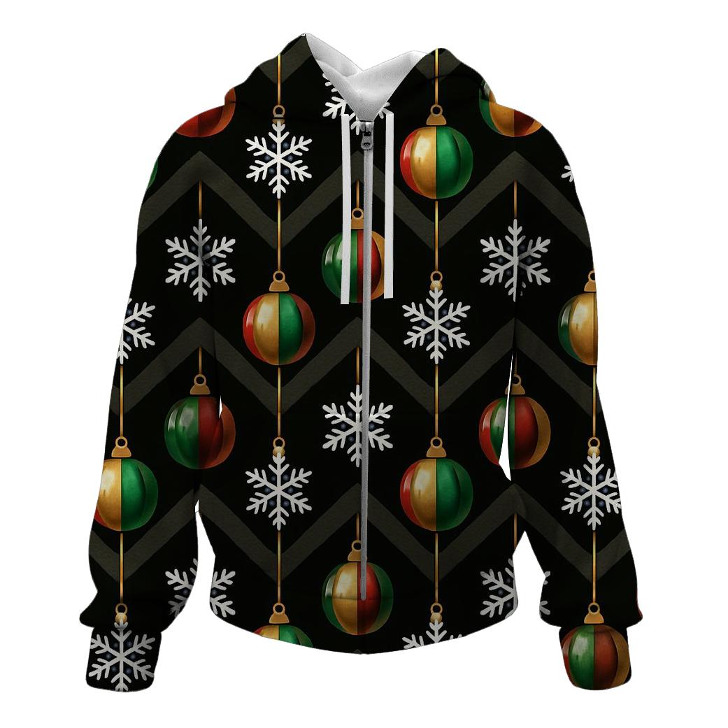 Midnight Snowflake Ornament Chevron On Black Background designer hoodies