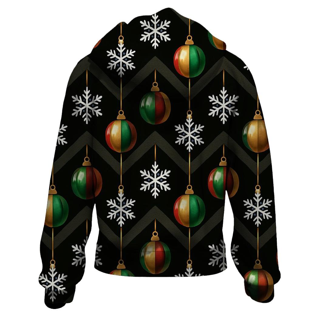 Midnight Snowflake Ornament Chevron On Black Background designer hoodies