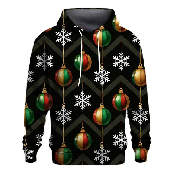 Midnight Snowflake Ornament Chevron On Black Background hoodie designs