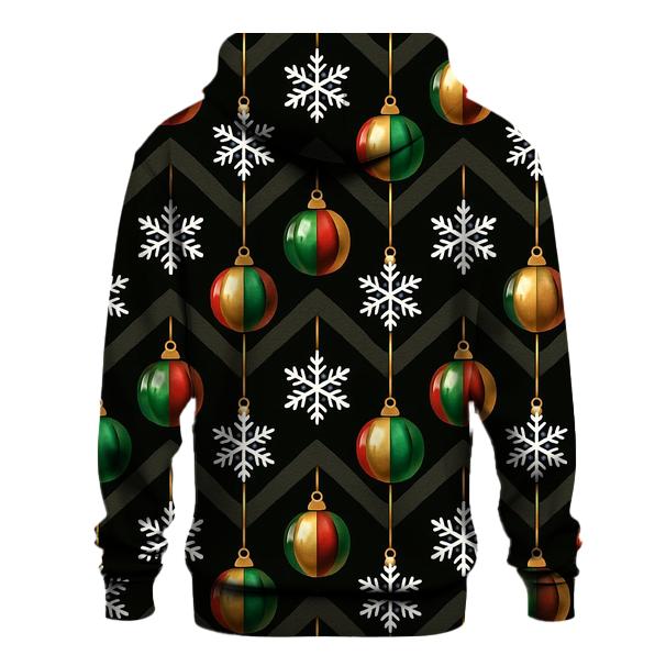 Midnight Snowflake Ornament Chevron On Black Background hoodie designs