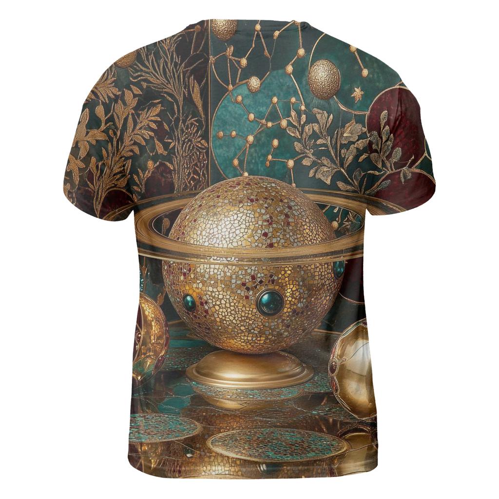 Gustav Klimt Inspired Golden Planetary Still Life trendy printed shirt styles