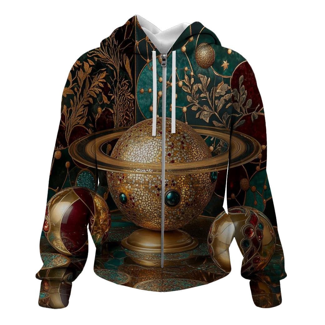 Gustav Klimt Inspired Golden Planetary Still Life designer hoodies