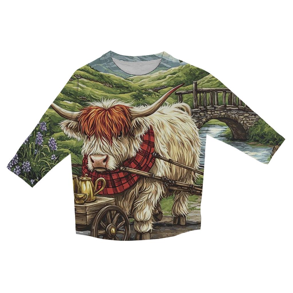 Highland Cow Tea Cart In The Glen cotton quarter sleeve shirts