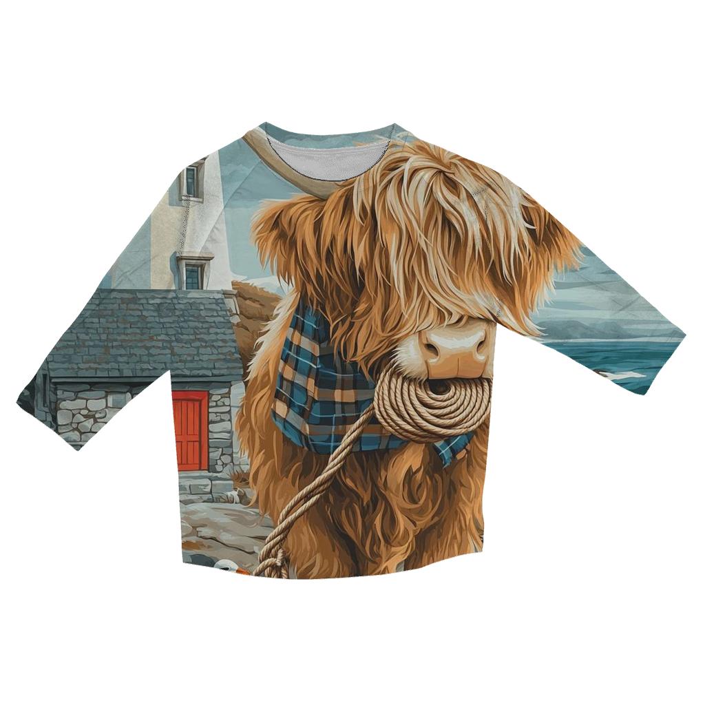 Highland Cow Lighthouse Keeper Helper cotton quarter sleeve shirts