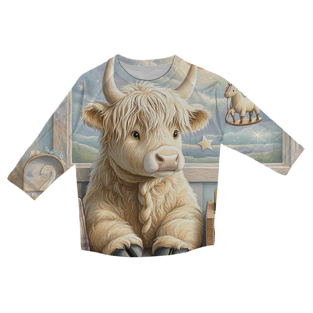 Highland Cow Music Box In The Nursery cotton quarter sleeve shirts